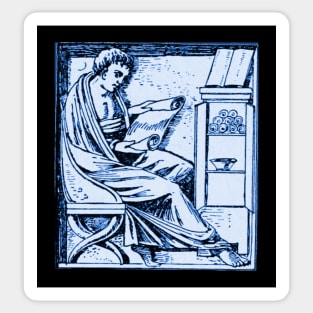 The Roman Reader Woodcut From a Sarcophagus of a Greek Physician Sticker